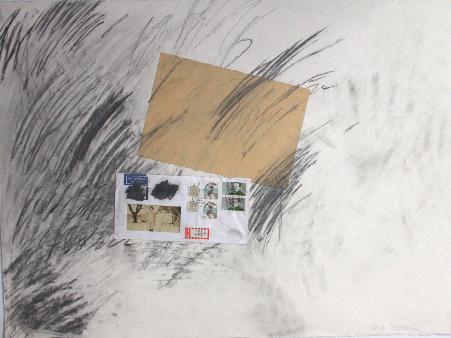 Time Drawing No.2, 22" x 30", Graphite and found objects