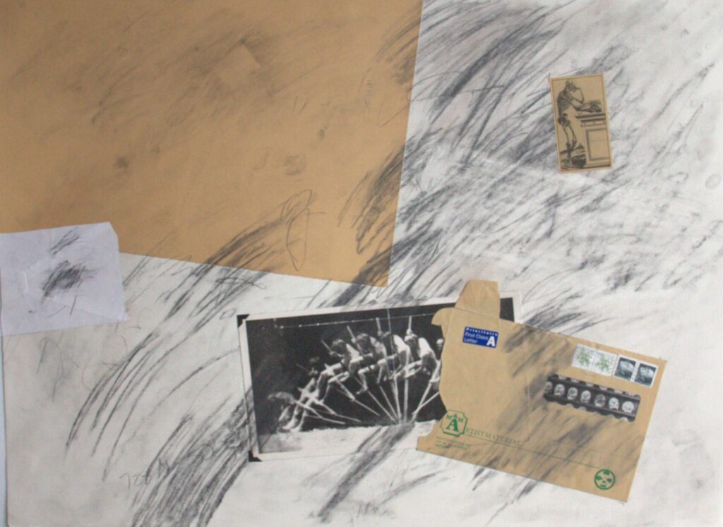 Time Drawing No.4 22" x 30" Graphite and found objects